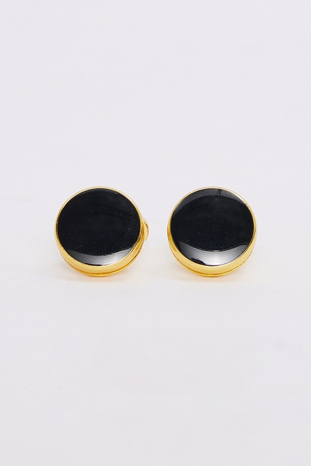 Erkek Oval Gold Detaylı Siyah Kol Düğmesi-46654