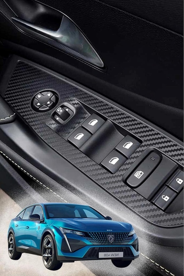 Peugeot 408 İle Uyumlu İç Trim Folyo Kaplama Set Mat Karbon Siyah