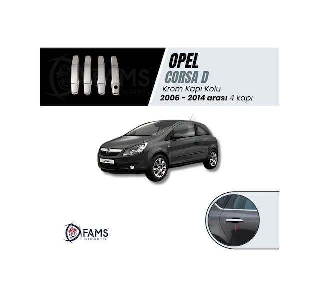 Opel Corsa D Krom Kapı Kolu 4 Kapı 2006-2014 P, Çelik