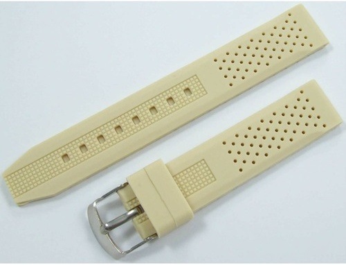 24Mm Krem Silikon Saat Kordonu Fil Dişi Saat Kayışı Toz Tutmaz