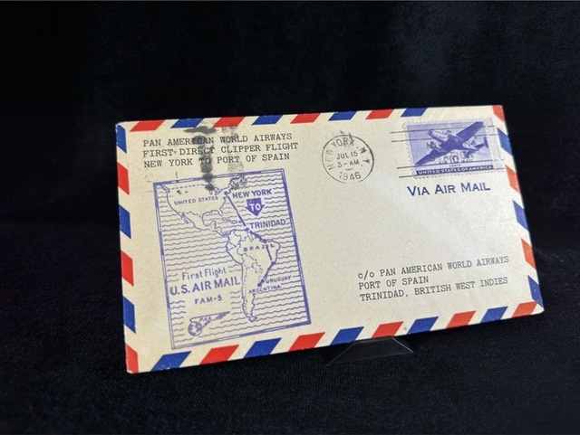 1946 Amerika'dan Trinidad İlk Uçuş İlk Gün Zarf Fdc Varış Damgalı Uçak Postası Airmail Pan American Teşhir Ürün