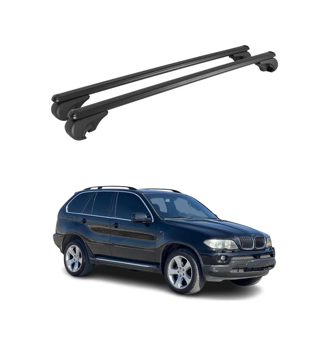 Bmw X5 E53 2000-2006 Arası Uyumlu Port Bagaj Taşıyıcı Ara Atkı Alüminyum Siyah 2 Parça