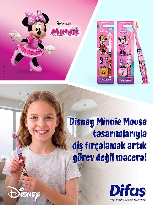 Difaş Minnie Mouse Yumuşak Kıllı Diş Fırçası 4-7 Yaş 2 Adet