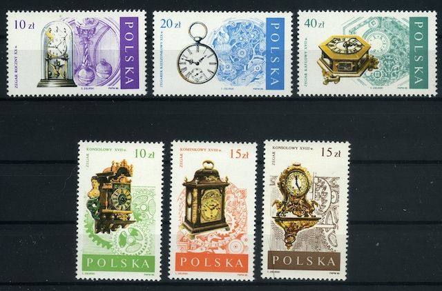 Koleksiyon Pulları, 1988 Polonya ,antika Saatler 6 Pulluk Damgasız Tam Seri,n11-13 Teşhir Ürün