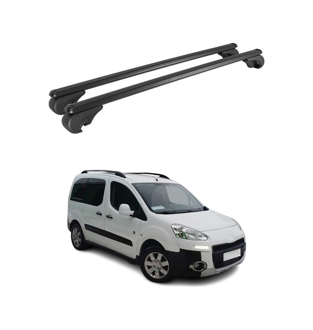 Peugeot Partner Tepee B9 2008-2018 Arası Uyumlu Port Bagaj Taşıyıcı Ara Atkı Alüminyum Siyah 2 Parça