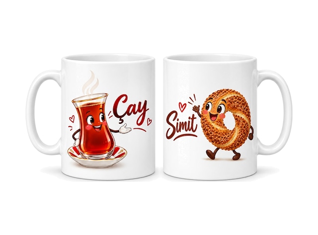 Bezos Çay Ve Simit 2'li Porselen Kupa Seti - Model 360 22