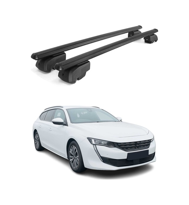 Peugeot 508 Iı Station Wagon 2018-2025 Arası Uyumlu Port Bagaj Taşıyıcı Ara Atkı Alüminyum Siyah 2 Parça