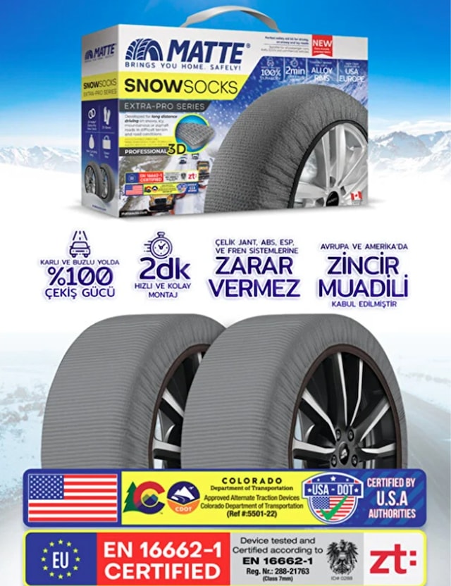 205/55/16 Medıum Size 62 Matte Oto Kar Çorabı Gri Extra Pro 2055516