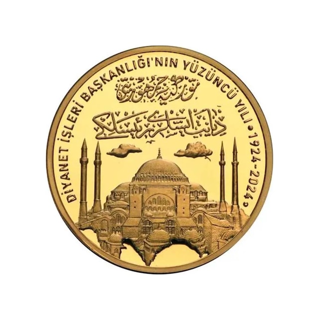Agakulche Diyanet İşleri Başkanlığı 100.yılı Altın Kaplama Gümüş Sikke Coin