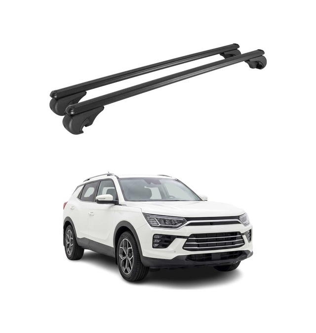 Ssangyong Korando Iv 2019-2027 Arası Uyumlu Port Bagaj Taşıyıcı Ara Atkı Alüminyum Siyah 2 Parça