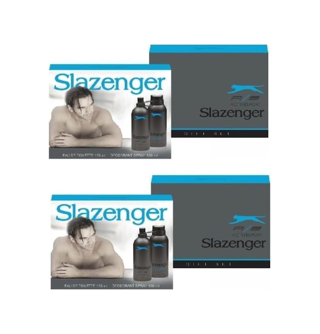 Slazenger Active Sport Mavi Erkek Parfüm EDT 2 x 125 ML + Sprey Deodorant 2 x 150 ML