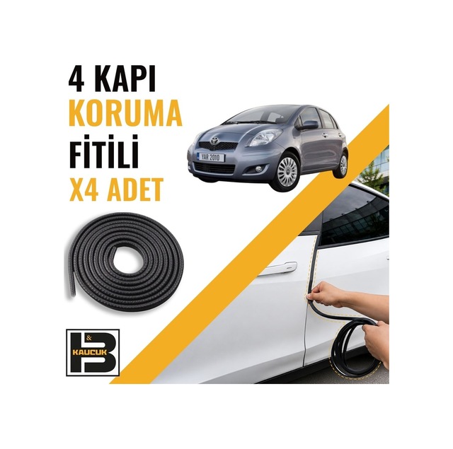 Toyota Yaris 2005-2010 Kapı Koruma Fitili-4 Kapı-siyah-bm2291