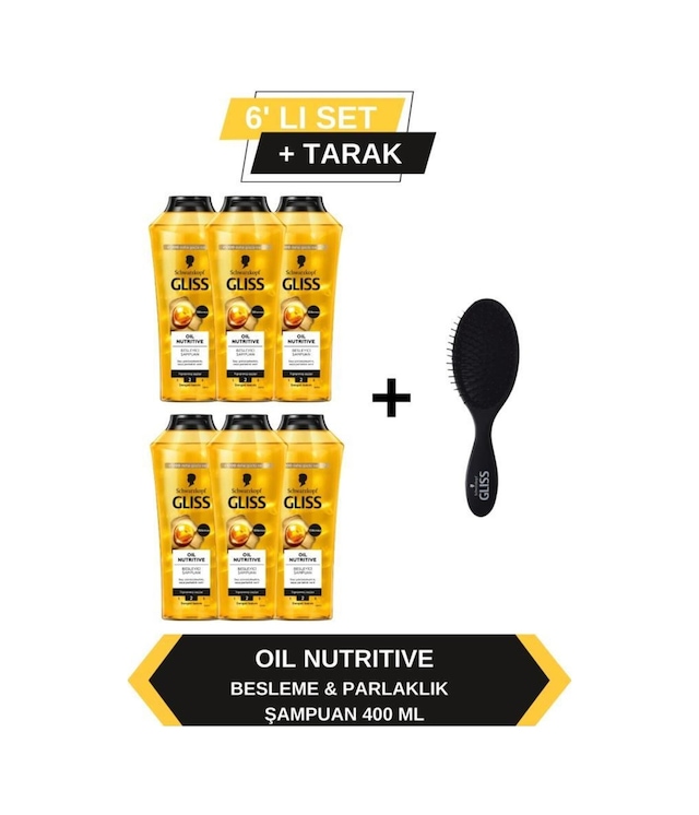 Gliss Oil Nutritive Şampuan 6 x 400 ML + Tarak