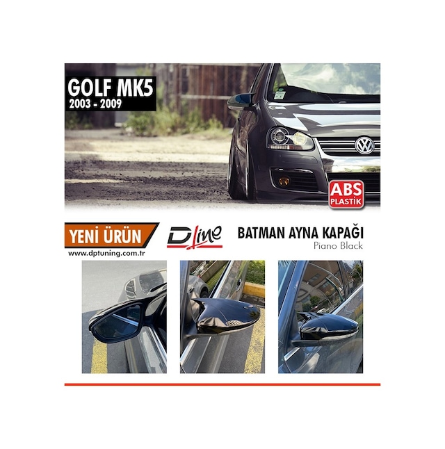Volkswagen Golf 5 Yarasa Ayna Kapağı Parlak Siyah (2003 - 2009)