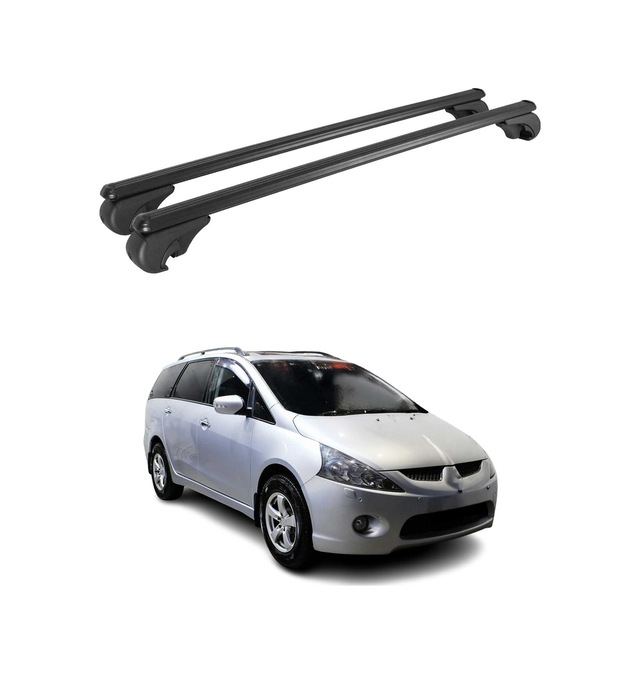 Mitsubishi Grandis 2003-2011 Arası Uyumlu Port Bagaj Taşıyıcı Ara Atkı Alüminyum Siyah 2 Parça