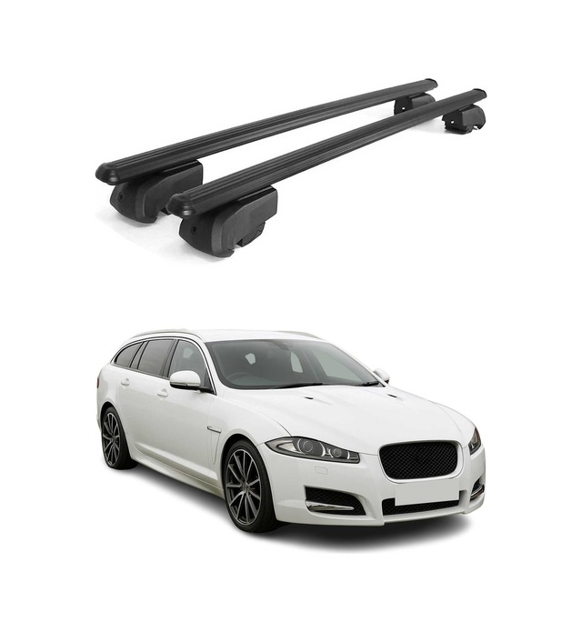 Jaguar Xf Sportbrake 2018-2023 Arası Uyumlu Port Bagaj Taşıyıcı Ara Atkı Alüminyum Siyah 2 Parça