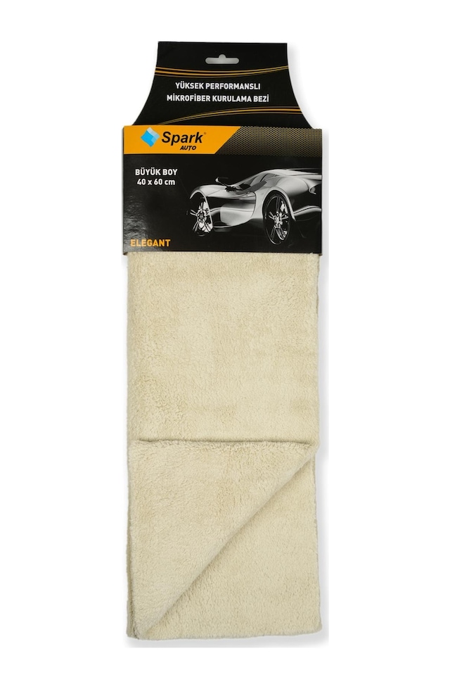 1 Adet Spark 2314 Bej Lazer Kesim Mikrofiber Oto Kurulama Temizlik Pasta Ve Cila Bezi 40x60 Cm.