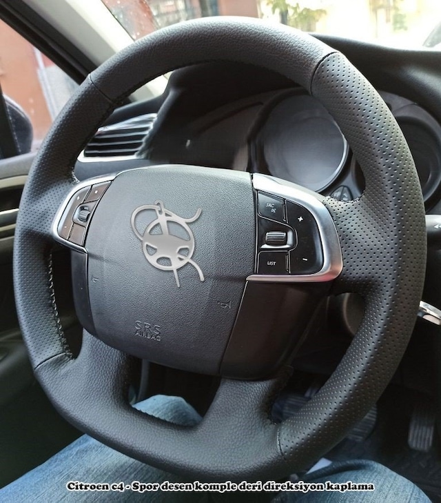 Citroen C4 Araca Özel Dikmeli Direksiyon Kılıfı Soft Nokta Düz