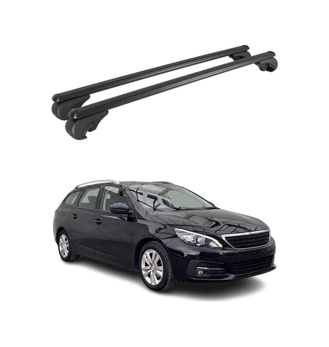 Peugeot 308 Iı Station Wagon 2013-2021 Arası Uyumlu Port Bagaj Taşıyıcı Ara Atkı Alüminyum Siyah 2 Parça