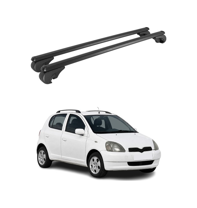 Toyota Yaris I Hatchback 1999-2005 Arası Uyumlu Port Bagaj Taşıyıcı Ara Atkı Alüminyum Siyah 2 Parça