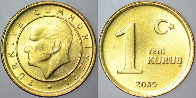 Türkiye Cumhuriyeti 1 Yeni Kuruş 2005 Çil.