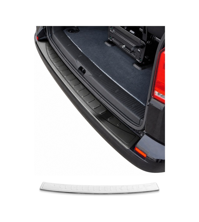 Vw T6 Transporter Multivan Caravelle Tek Kapı 2015-2024 Uyumlu Krom Arka Tampon Eşiği P.çelik Taşlı