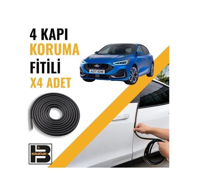 Ford Focus Hatchback 4.nesil Kapı Koruma Fitili-4 Kapı-siyah-bm2500