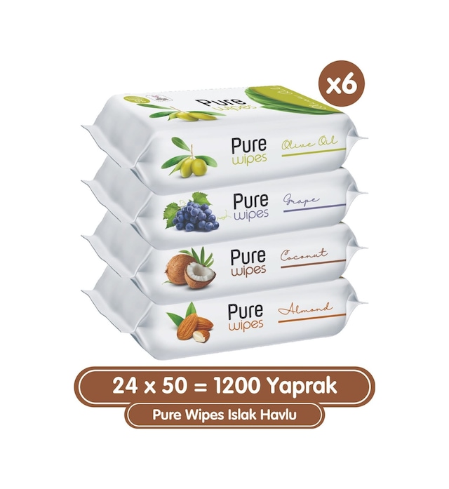 Pure Wipes Islak Havlu 24 X 50'Li 1200 Yaprak