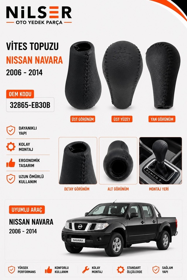 Nissan Navara Vites Topuz 2006-2014 6 İleri Siyah