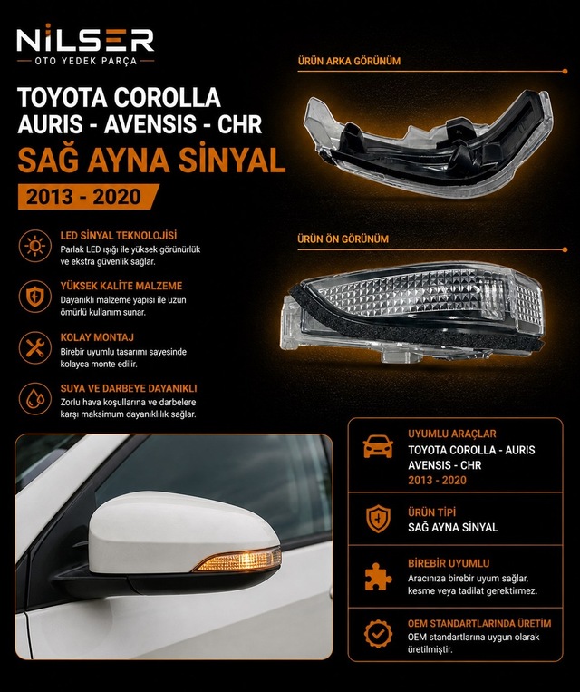 Sinyal Sol Şöför Ayna Auris - Corolla - Avensis - Chr 2013-2020