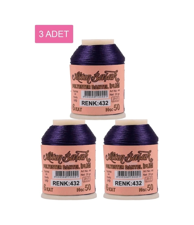 Ers 3 Adet Altınbaşak Oya Ve Dantel İpi 20 Gr - Royaleks - No: 432