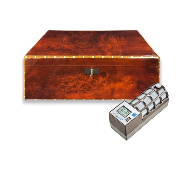 Lubinski İtaly Canforo Humidor Puro Kutusu Ceviz 125's Cigar Spa Elektronik Puro Nemlendirme Cihazı