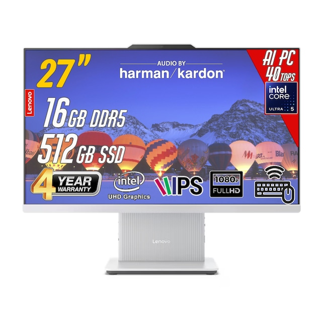 Lenovo IdeaCentre F0JW000YTR Ultra 5 226V 16 GB 512 GB SSD 27" Free Dos AIO Masaüstü Bilgisayar