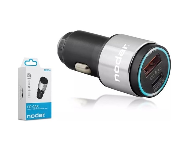 Nodar Nd1076 45w Metal Araç Şarj Cihazı Usb + Type-c Pd 3.0