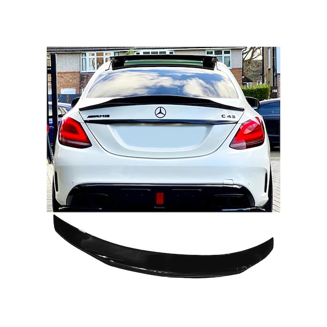 Mercedes C W205 Psm Bagaj Üstü İthal Spoiler Parlak Siyah Plastik Spoyler 2014-2019