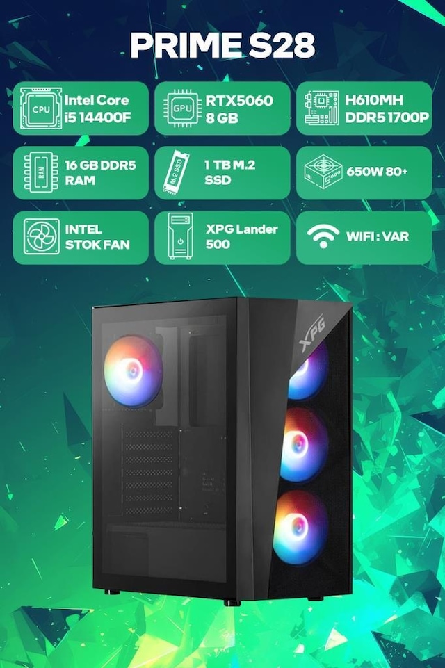 Game Garaj Prime S28 Core i5-14400F RTX 5060 16GB RAM 1TB SSD