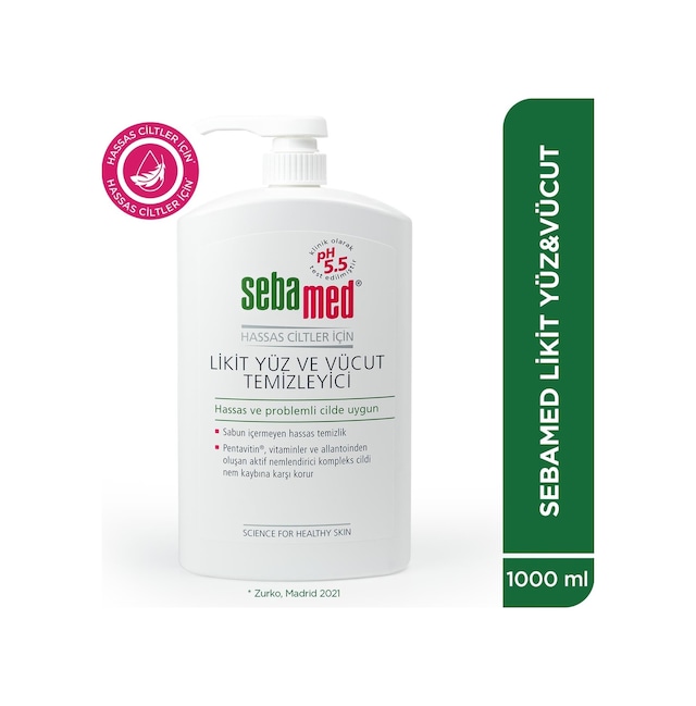 Sebamed Hassas Ciltler İçin Pentavitin İçerikli Nemlendirici Etkili Yüz ve Vücut Temizleme Jeli 1000 ML