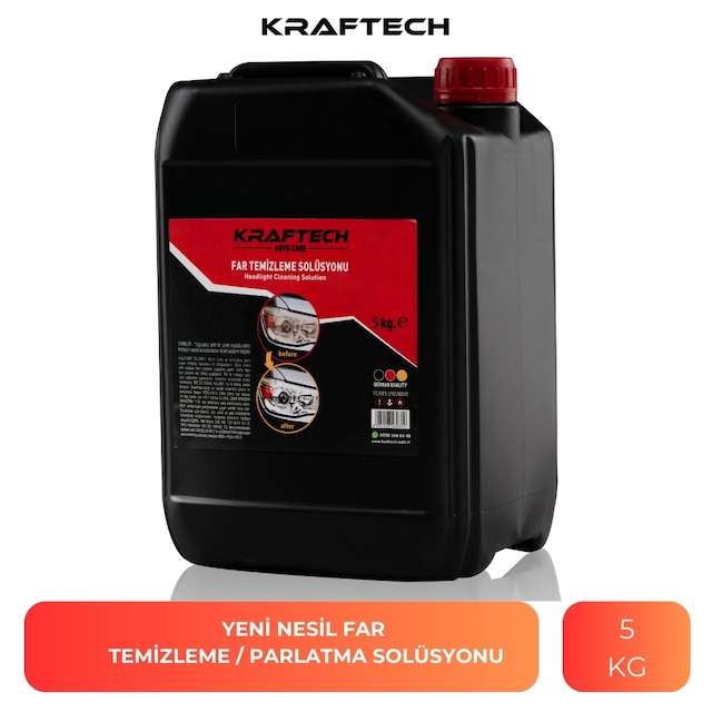 Kraftech Yeni Nesil Premium I Buharlı Far Temizleme Sıvısı Ve Parlatma Solüsyonu I Kloroform Uyumlu 5 Kg