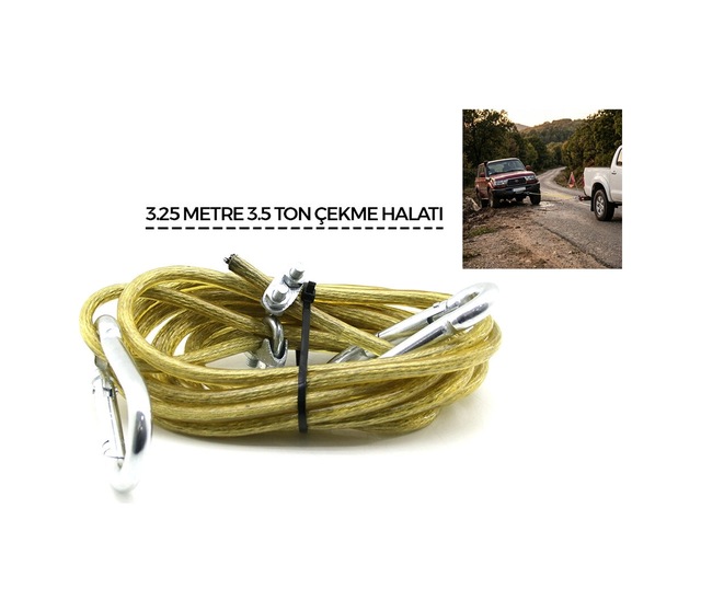 Çelik - Pvc Kaplamalı 3.5 Ton 3.25mt Oto Çekme Halatı Bx40