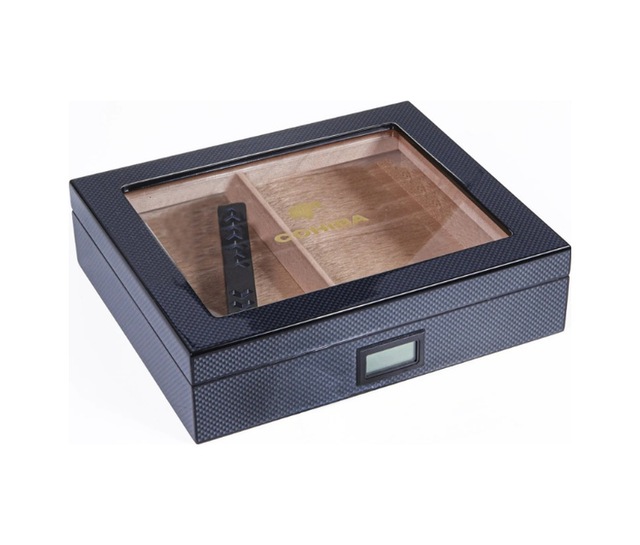 Cohiba Siyah Karbon Desenli Sedir Humidor Puro Kutusu