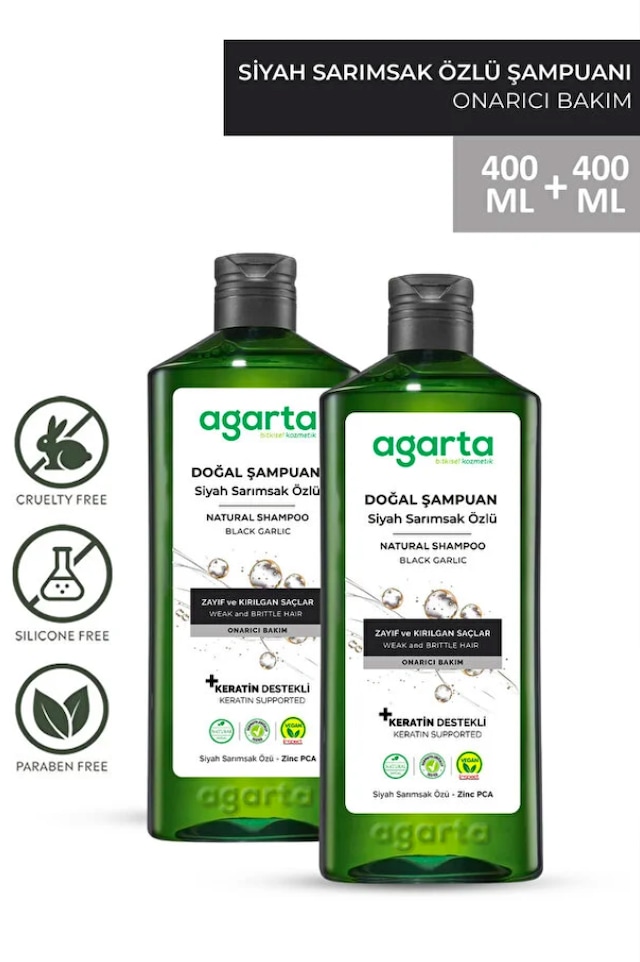 Agarta Saç Dökülmesine Karşı Siyah Sarımsaklı Şampuan 2 x 400 ML