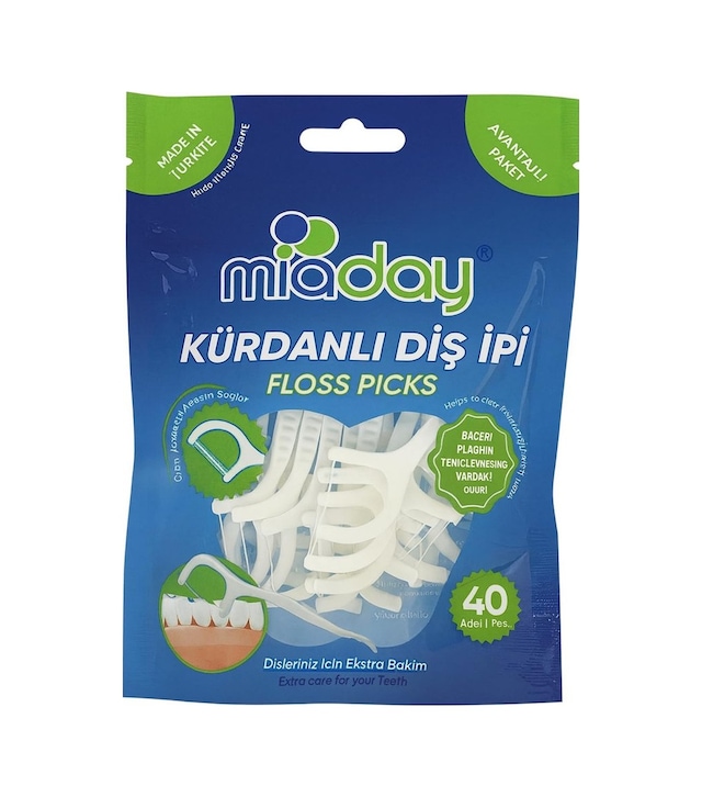 Miaday Kürdanlı Diş İpi Floss Picks 40 Lı Paket, Diş Arası Temizliği Ve Ağız Bakımı İçin Pratik Çi Sku: Zeusstk0deff23c93