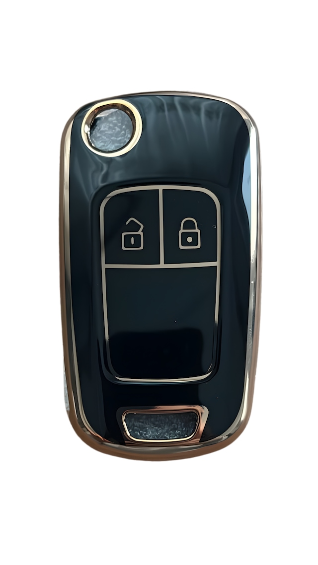 Autohan Keys Astra J, Corsa D, Corsa E, Insignia, Mokka, Meriva Için Akıllı Anahtar Kutusu, Siyah Altın, 2 Düğmeli Anahtar Kılıfı