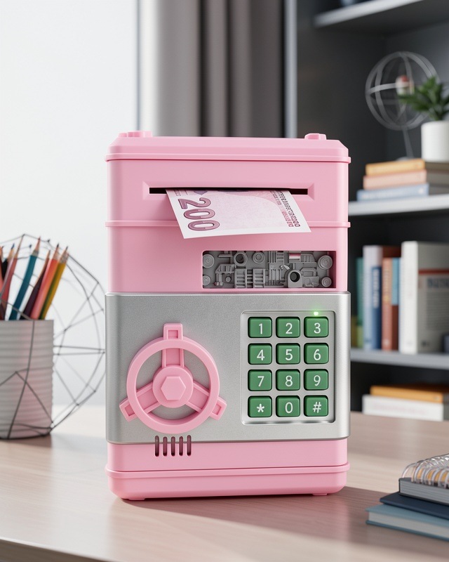 Şifreli Elektronik Kumbara Büyük Kapasiteli Uczzzsam53numberbank-27 Pembe