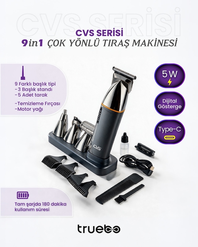 Cvs Truebo Serisi 9 İn 1 Tüm Vücut Tıraş Makinesi