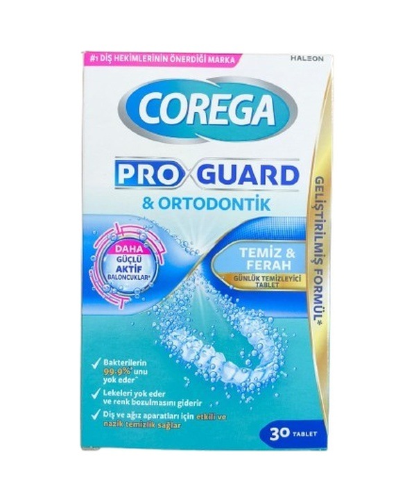 Corega Pro Guard Ortodontik Günlük Temizleyici Tablet 30 Tablet