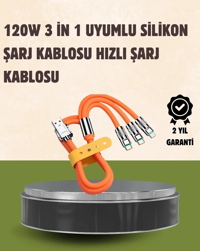 Ers 120 W Şarj Ve Veri Aktarımı Kablo 3 Başlıklı Çok Amaçlı Kablo Yüksek Hızlı