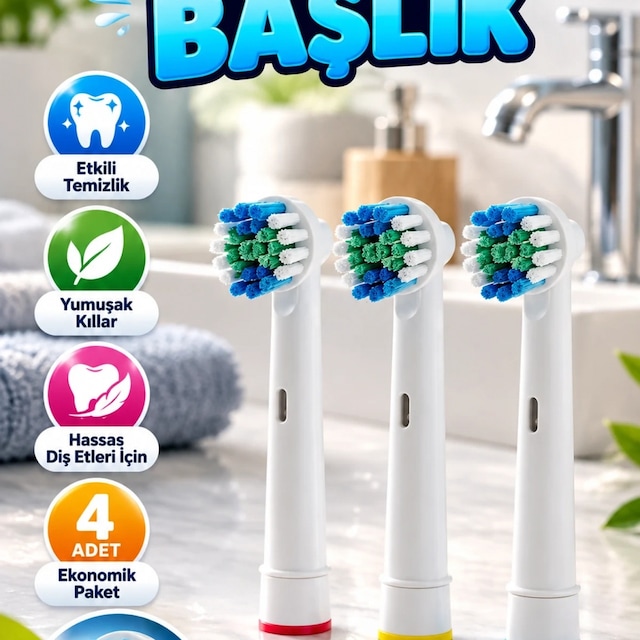Yumuşak Kıllı Yedek Diş Fırçası Başlığı Hassas Diş Etlerine Uygun