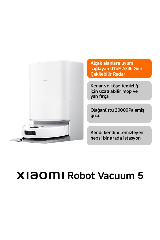 Xiaomi Robot Vacuum Mop 5 Beyaz Akıllı Robot Süpürge