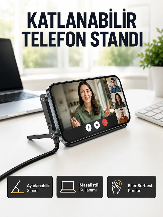 Ers 240w Type-c To Type-c Telefon Stand Özellikli Şarj Kablosu